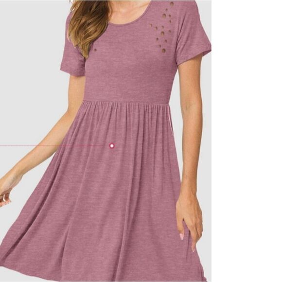 NWOT Hubery Crew Neck Short Sleeves Relaxed FitPleated Dress Size S - Picture 8 of 10
